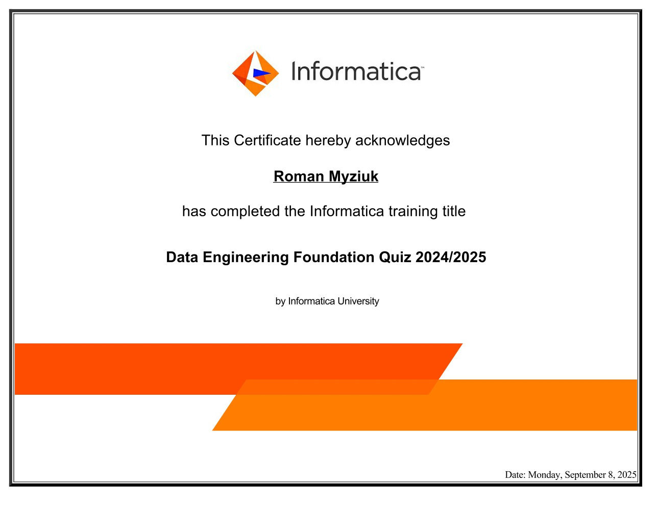 Data Engineering Foundation - Informatica
